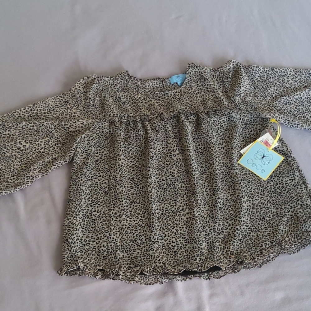 CeCe 3/4 sleeve cheetah print top NWT